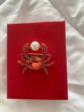Pink Crab Brooch